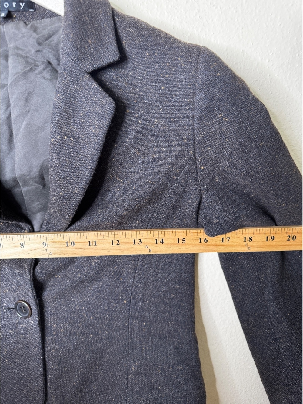 Theory Womens Size 2 Blazer Charcoal Gray Wool Cotton Flecked Casual - Picture 6 of 7